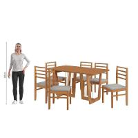 Conjunto Sala De Jantar Elisa Em Madeira Maciça 6 Cadeiras Boucle Cinza - 3