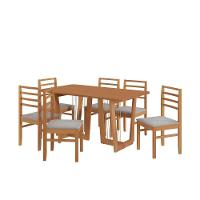 Conjunto Sala De Jantar Elisa Em Madeira Maciça 6 Cadeiras Boucle Cinza - 9