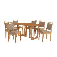 Conjunto Sala De Jantar Lina Em Madeira Maciça 6 Cadeiras Linho Fendi - 2