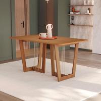 Conjunto Sala De Jantar Dora Em Madeira Maciça 6 Cadeiras Linho Fendi