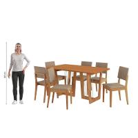 Conjunto Sala De Jantar Dora Em Madeira Maciça 6 Cadeiras Linho Fendi - 7