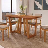 Conjunto Sala De Jantar Dora Em Madeira Maciça 6 Cadeiras Linho Fendi - 10