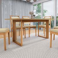 Conjunto Sala De Jantar Lina Em Madeira Maciça 6 Cadeiras Boucle Bege - 6