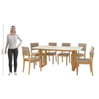 Conjunto Sala De Jantar Dora Em Madeira Maciça 6 Cadeiras Linho Fendi