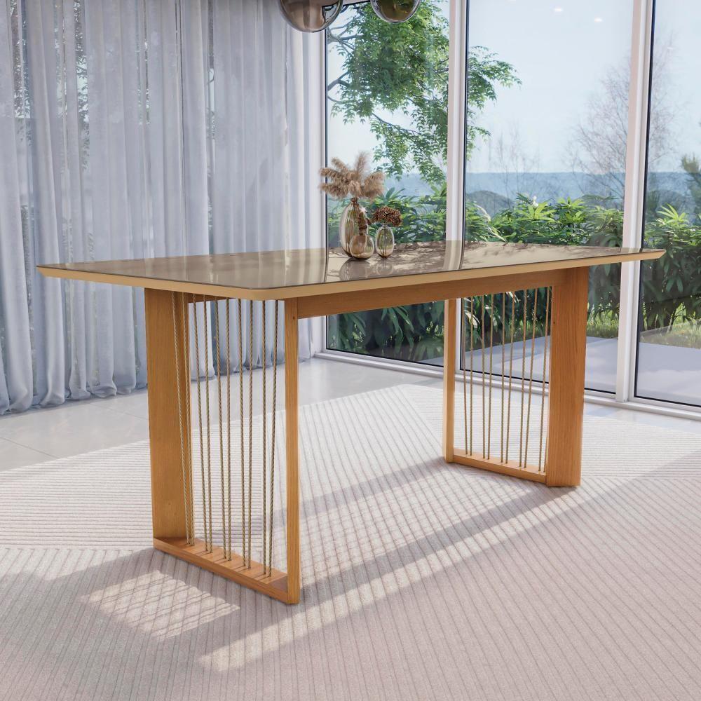 Conjunto Sala De Jantar Lina Em Madeira Maciça 6 Cadeiras Boucle Cinza - 10