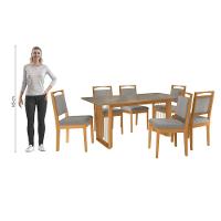 Conjunto Sala De Jantar Lina Em Madeira Maciça 6 Cadeiras Boucle Cinza
