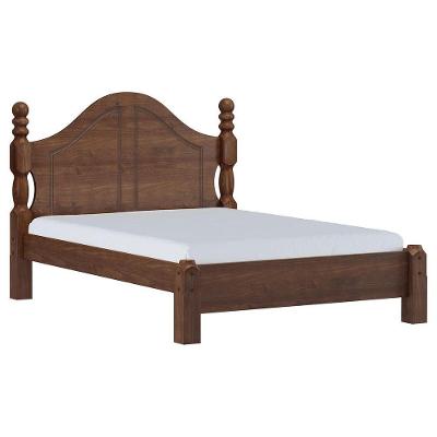 Cama De Casal Clássica 208cm X 152,5cm Café Ouro Madeira Pinus - Finestra