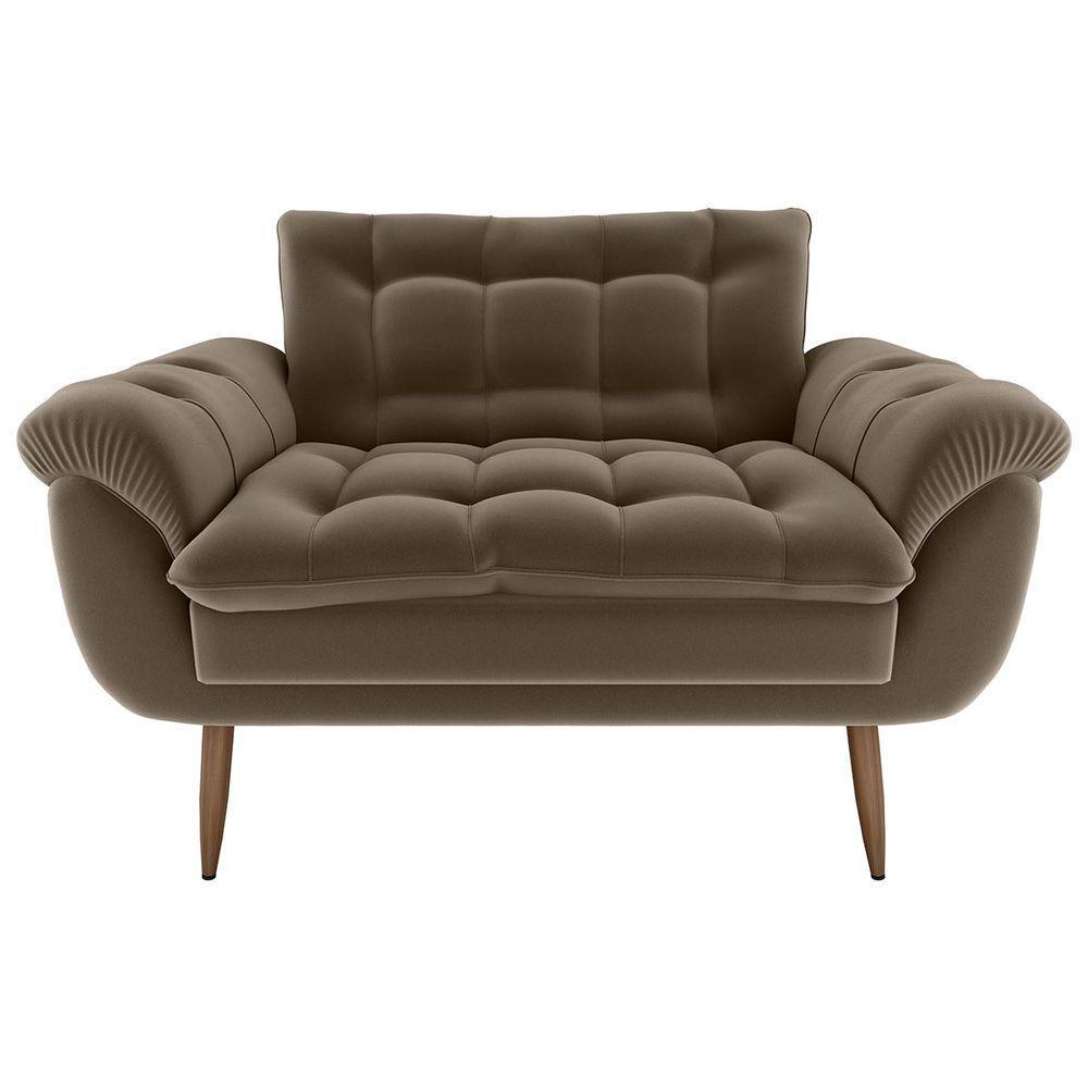 Poltrona Decorativa Xangai 2 Lugares Veludo Marrom Claro - Matrix - 5