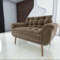 Poltrona Decorativa Xangai 2 Lugares Veludo Marrom Claro - Matrix - 1