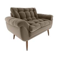 Poltrona Decorativa Xangai 2 Lugares Veludo Marrom Claro - Matrix
