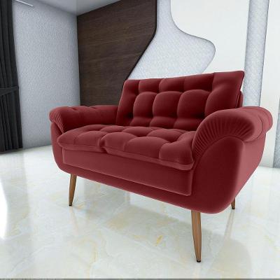 Poltrona Decorativa 2 Lugares Xangai Sala de Estar Veludo Vermelho Matrix