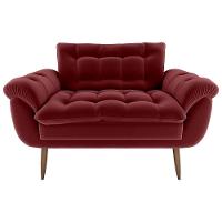 Poltrona Decorativa Xangai 2 Lugares Veludo Vermelho - Matrix - 2