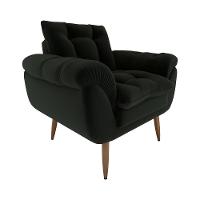 Poltrona Decorativa Xangai 1 Lugar Veludo Inca Preto - Matrix - 2