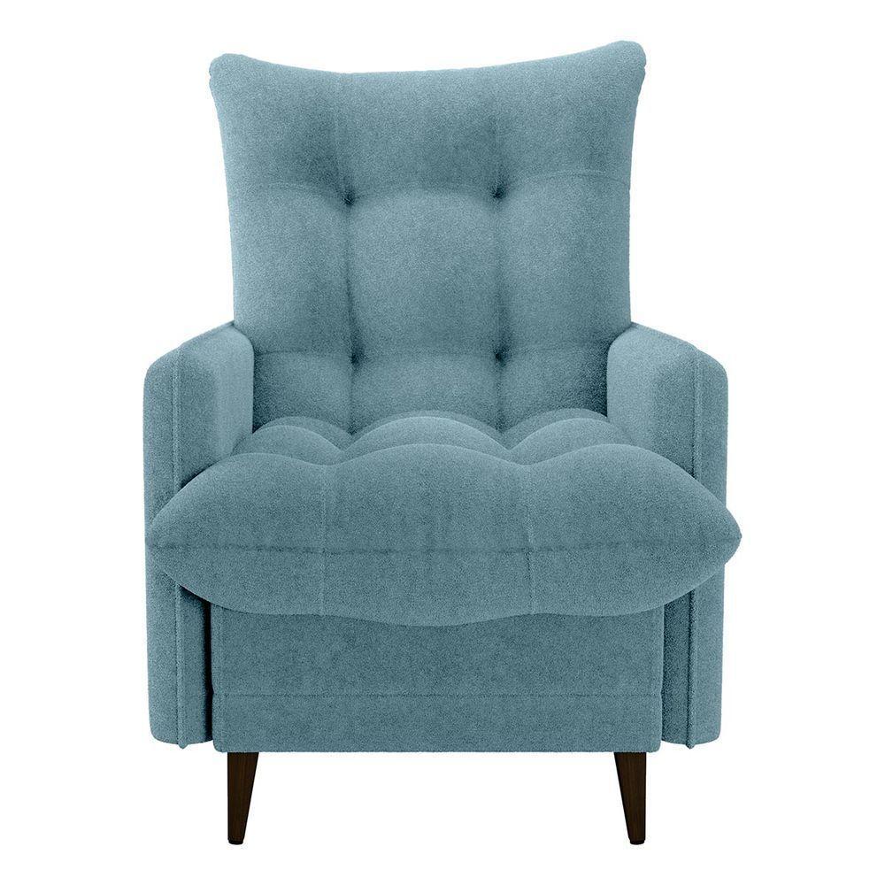 Conjunto P/ Sala Montreal 1 Poltrona Decorativas E 1 Puff Bouclê Azul - Matrix - 8