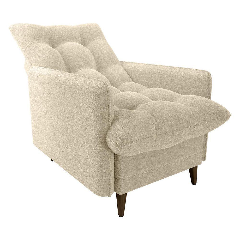 Conjunto P/ Sala Montreal 1 Poltrona Decorativas E 1 Puff Bouclê Natural - Matrix - 6