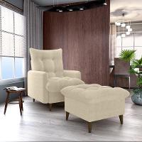 Conjunto P/ Sala Montreal 1 Poltrona Decorativas E 1 Puff Bouclê Natural - Matrix - 1