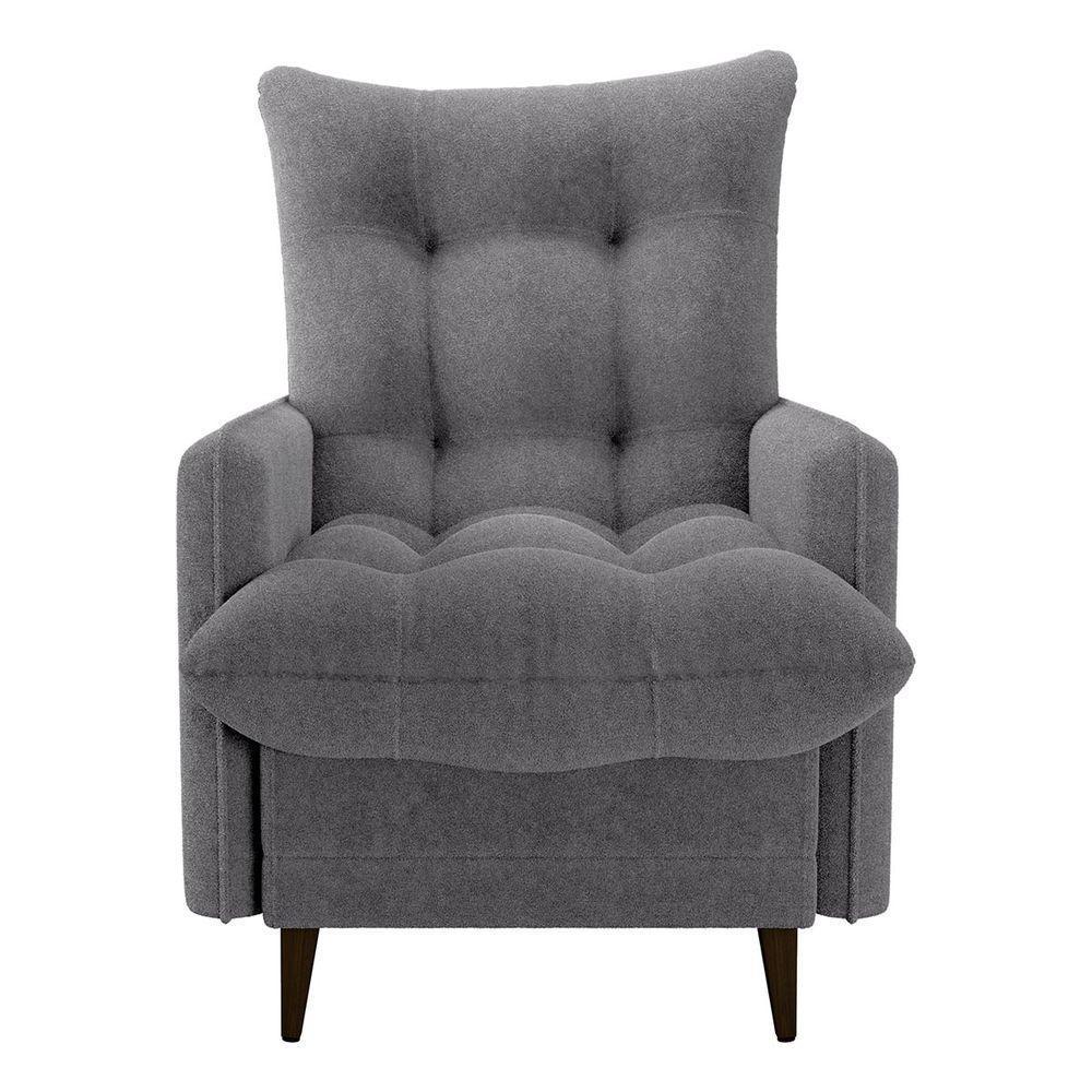 Conjunto P/ Sala Montreal 1 Poltrona Decorativas E 1 Puff Bouclê Cinza - Matrix - 4