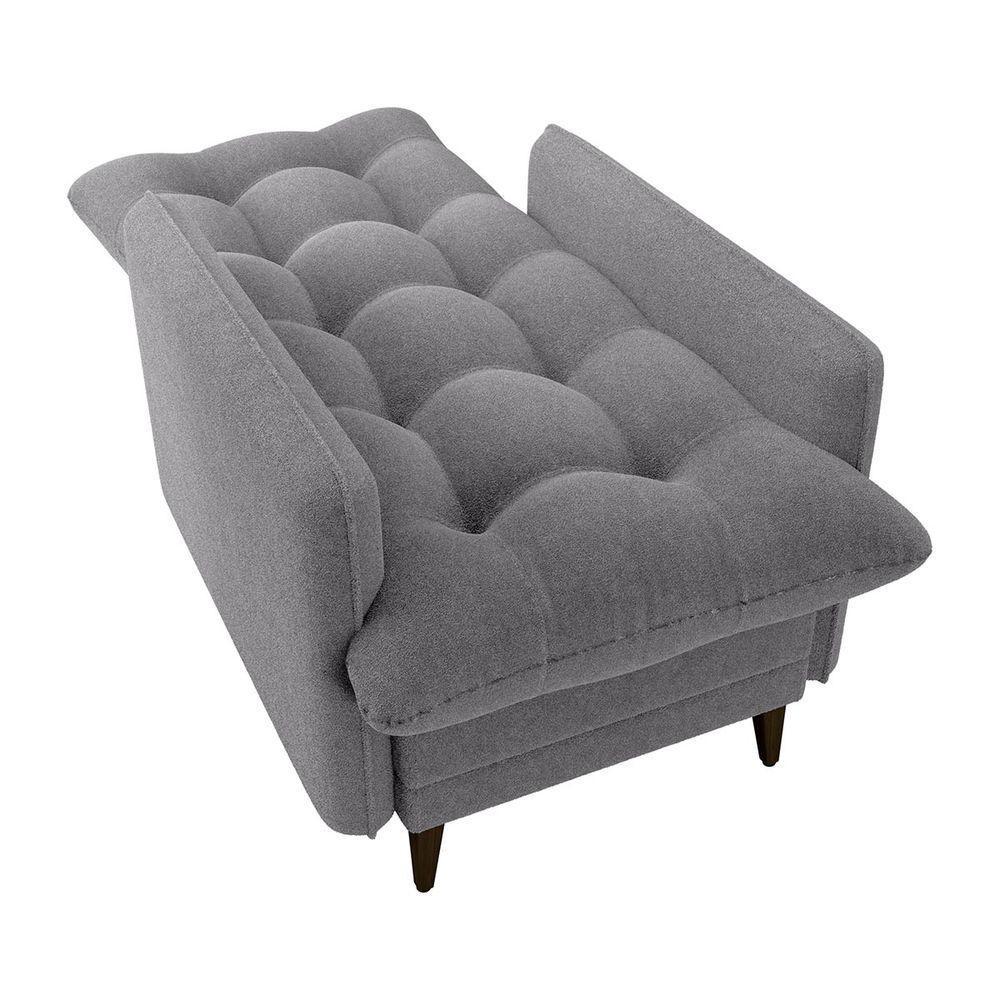 Conjunto P/ Sala Montreal 1 Poltrona Decorativas E 1 Puff Bouclê Cinza - Matrix - 5