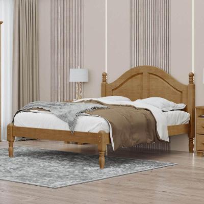 Cama De Casal Queen 214cm X 170cm Com Pés Torneados Freijó Ouro Madeira Pinus - Finestra