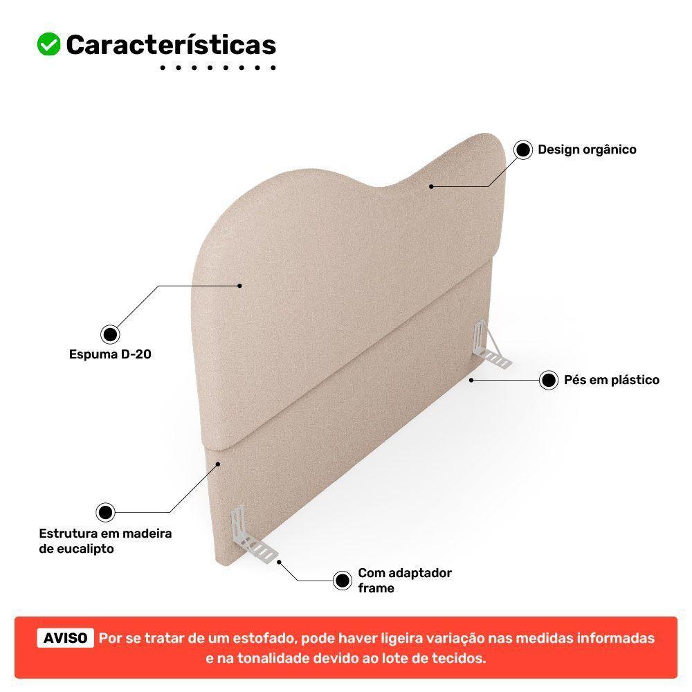 Cabeceira Orgânica Cama Box Queen Size Sea 160cm Com Frame Bouclé Bege - Desk Design - 2