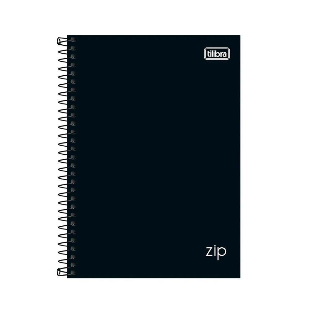 Caderno Espiral Pequeno 1/4 Capa Dura 80 Folhas Zip Tilibra Preto - 1