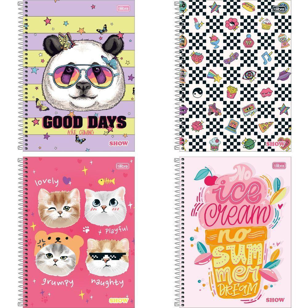 Caderno Espiral Capa Dura Universitário A4 1 Matéria 80 Folhas Feminino Show Tilibra Estampa 2 - 2