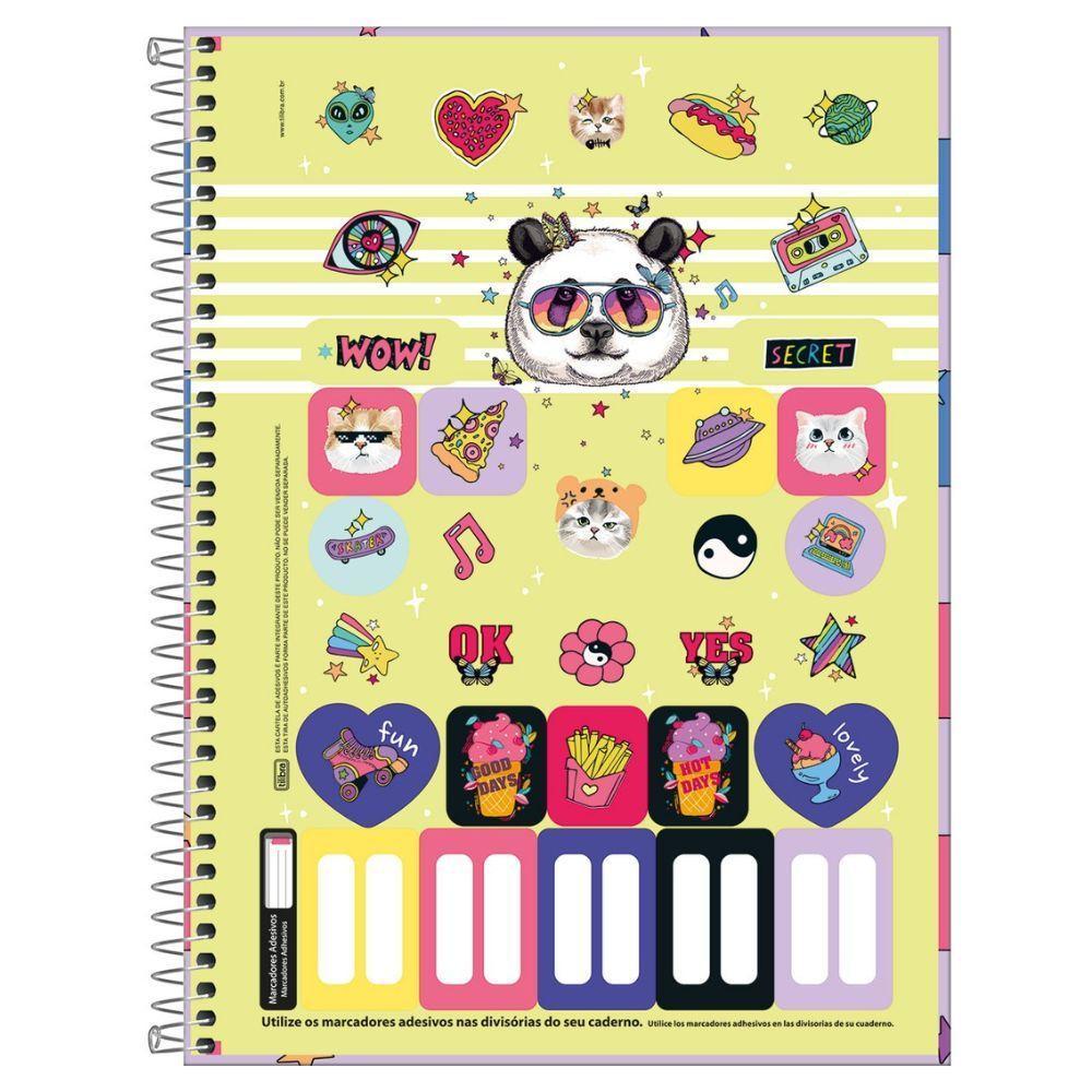Caderno Espiral Capa Dura Universitário A4 1 Matéria 80 Folhas Feminino Show Tilibra Estampa 2 - 3