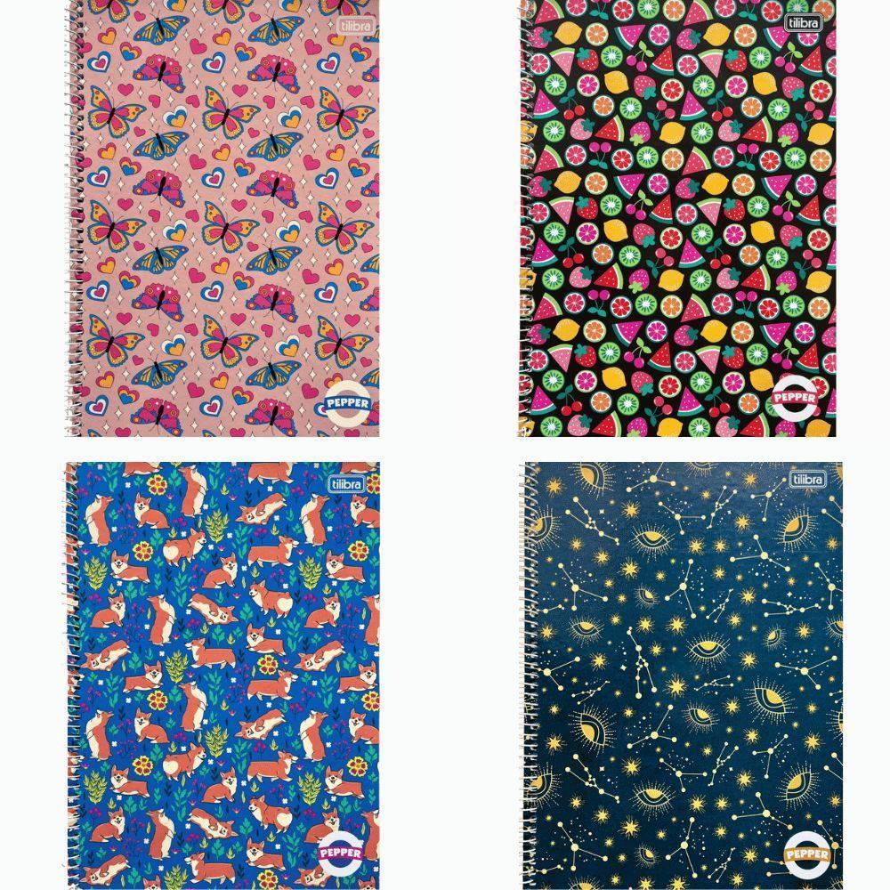 Caderno Espiral Capa Dura Universitário Pepper Feminino 80 Folhas Tilibra Estampa 4 - 2