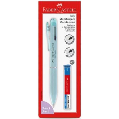 Lapiseira E Caneta Poly Multifunções 3 Em 1 Faber-castell Azul Pastel