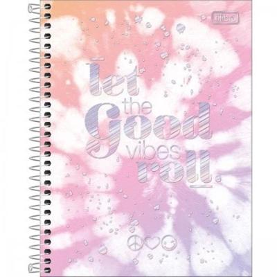 Caderno Espiral Capa Dura Colegial 1 Matéria Good Vibes 80 Folhas Tilibra Estampa 2