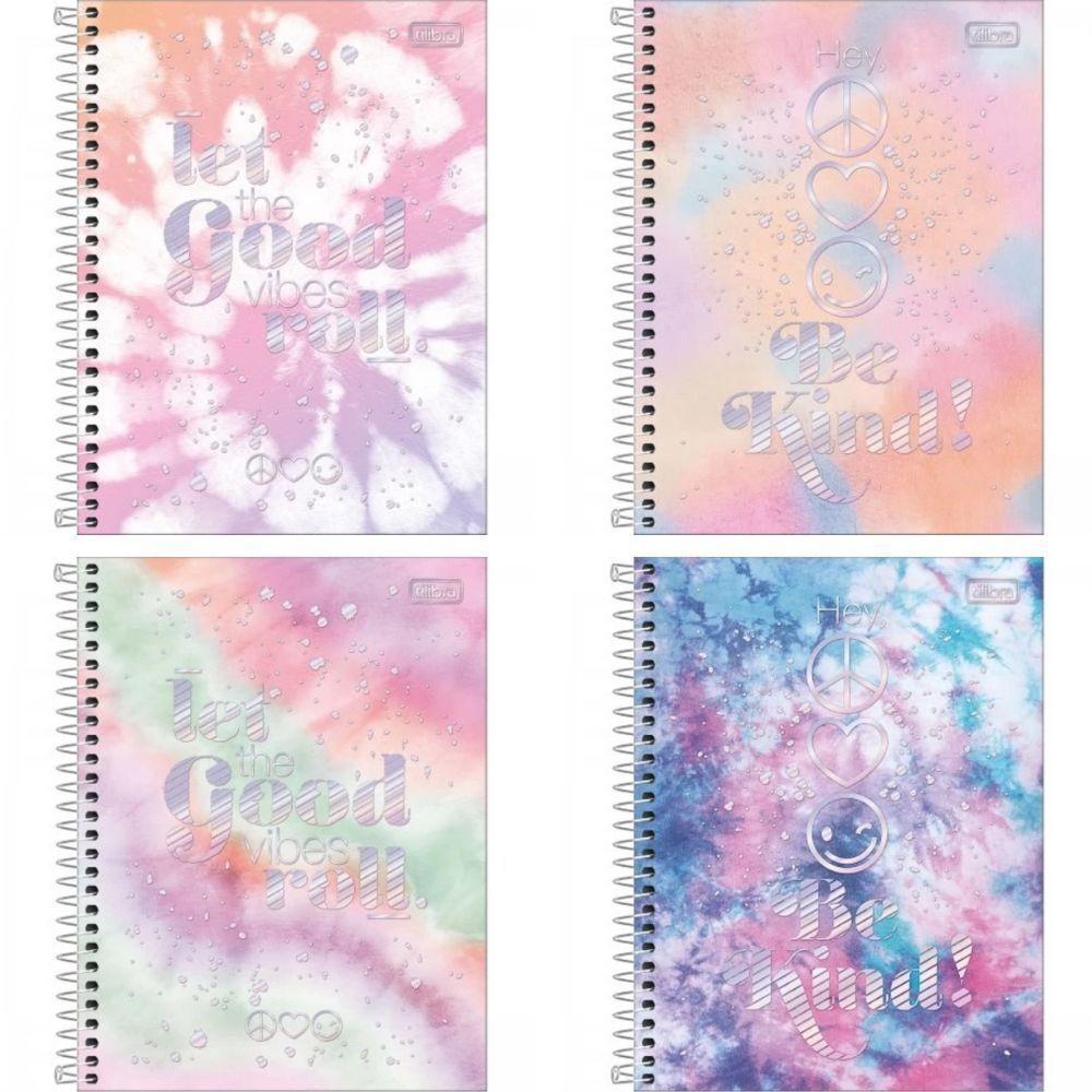 Caderno Espiral Capa Dura Colegial 1 Matéria Good Vibes 80 Folhas Tilibra Estampa 3 - 2