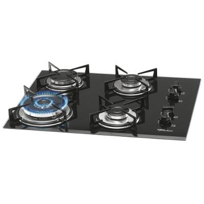 Cooktop Gás Fischer 9788-12916 4 Bocas Vidro Temperado Preto Bivolt