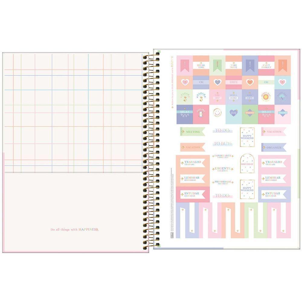 Caderno Espiral Capa Dura Universitário 1 Matéria Happy 80 Folhas Tilibra Connect Verde - 3