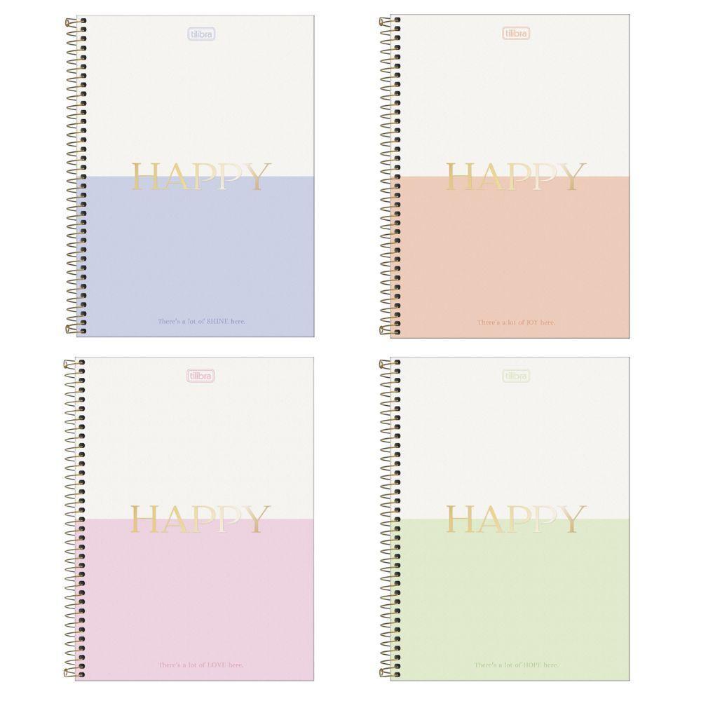 Caderno Espiral Capa Dura Universitário 1 Matéria Happy 80 Folhas Tilibra Connect Verde - 5
