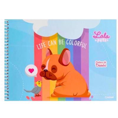 Caderno De Desenho Espiral Capa Dura Milimetrado Lala Pets 60 Folhas Credeal Estampa 4