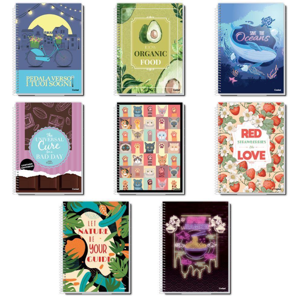 Caderno Espiral Capa Dura Universitário My Collection Feminino 96 Folhas Credeal Estampa 14 - 2