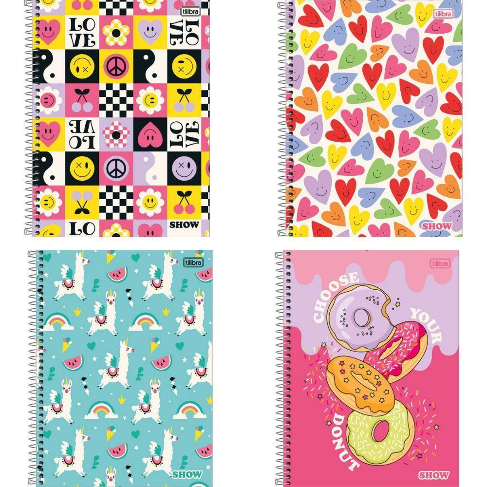 Caderno Espiral Capa Dura Universitário 1 Matéria Show Feminino 80 Folhas Tilibra Estampa 1 - 2