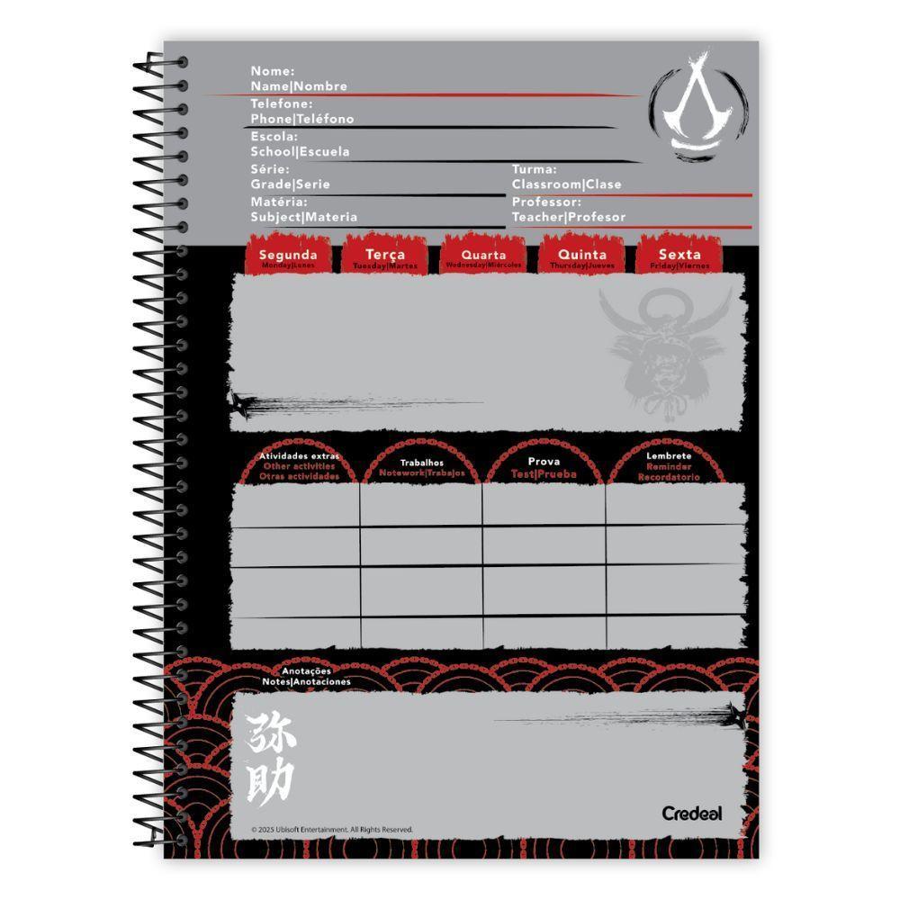 Caderno Espiral Universitário Capa Dura 1 Matéria 80f Assassins Creed Credeal Estampa 2 - 5