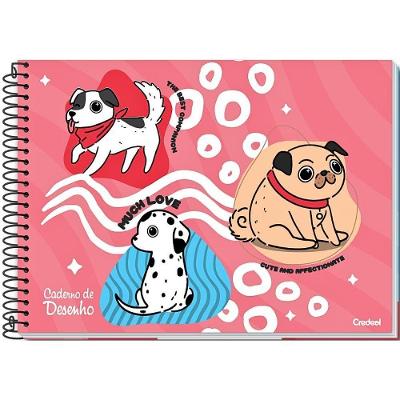 Caderno Espiral Capa Dura Desenho Pet Fun 80 Folhas Credeal Estampa 1