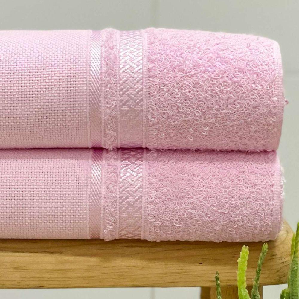Toalha De Banho Para Bordar Teka Criativa 70x135cm Rosa Claro - 2