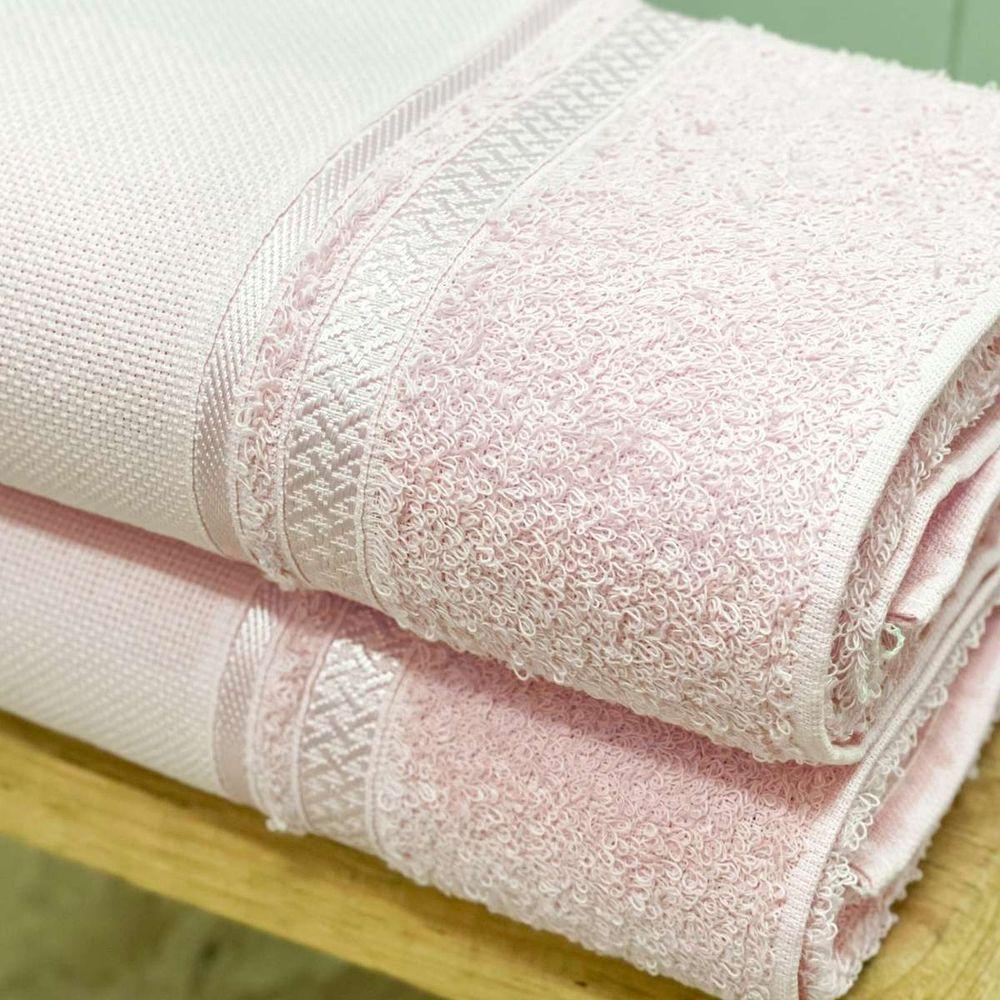 Toalha De Banho Para Bordar Teka Criativa 70x135cm Rosa Claro - 3