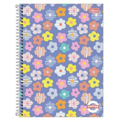 Caderno Espiral Capa Dura Universitário Pepper Feminino 160 Folhas 10 Matérias Tilibra Estampa 10
