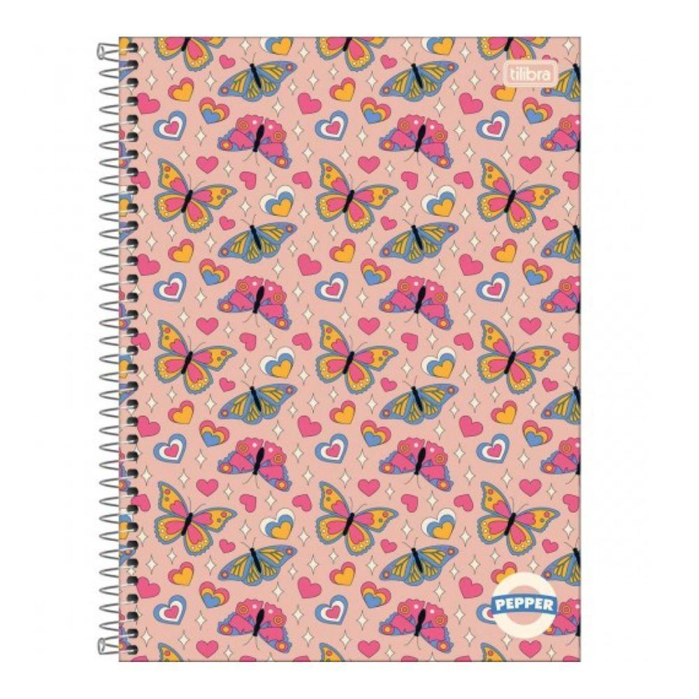 Caderno Espiral Capa Dura Universitário Pepper Feminino 160 Folhas 10 Matérias Tilibra Estampa 6 - 1