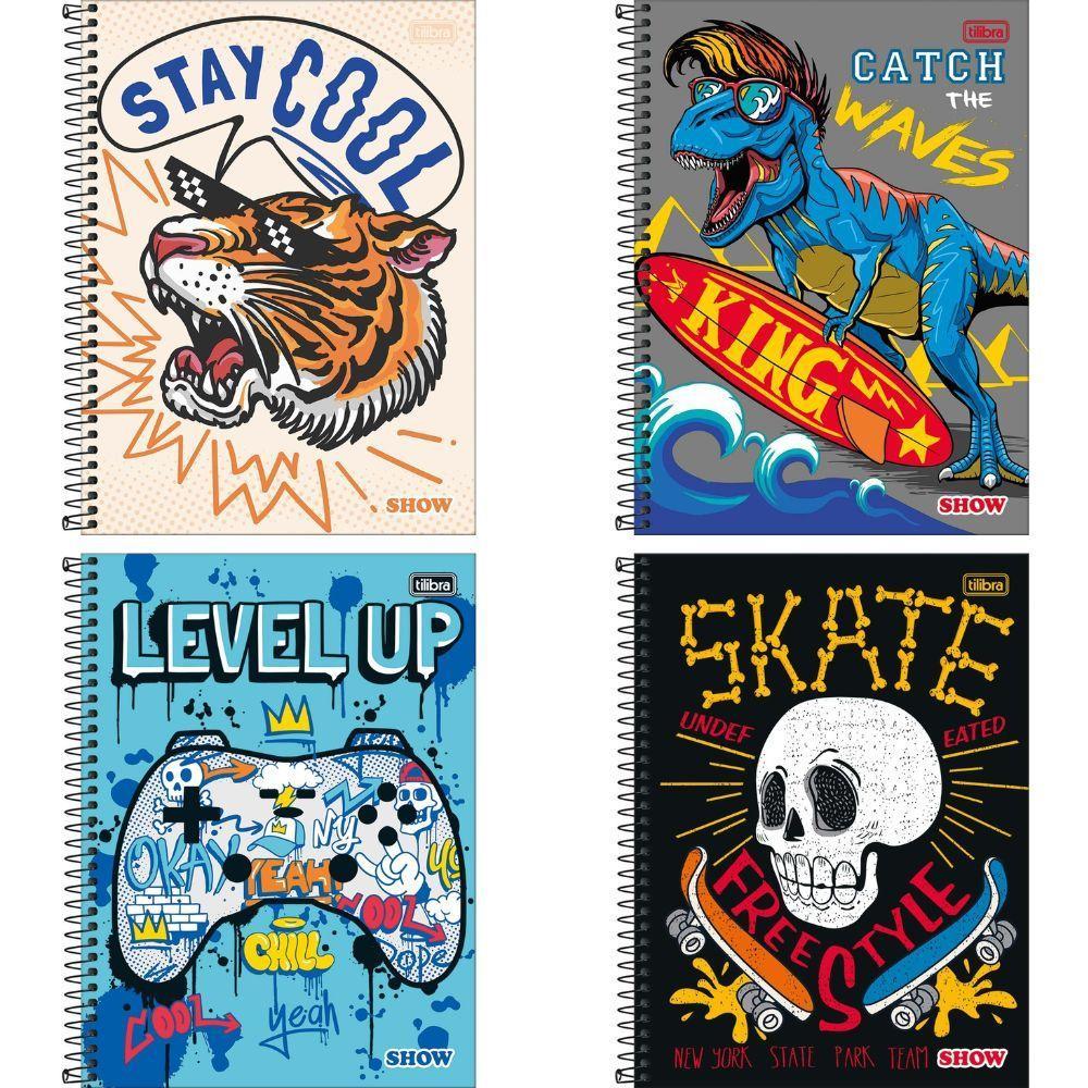 Caderno Espiral Capa Dura Universitário Show Masculino 256 Folhas 16 Matérias Tilibra Estampa 8 - 2