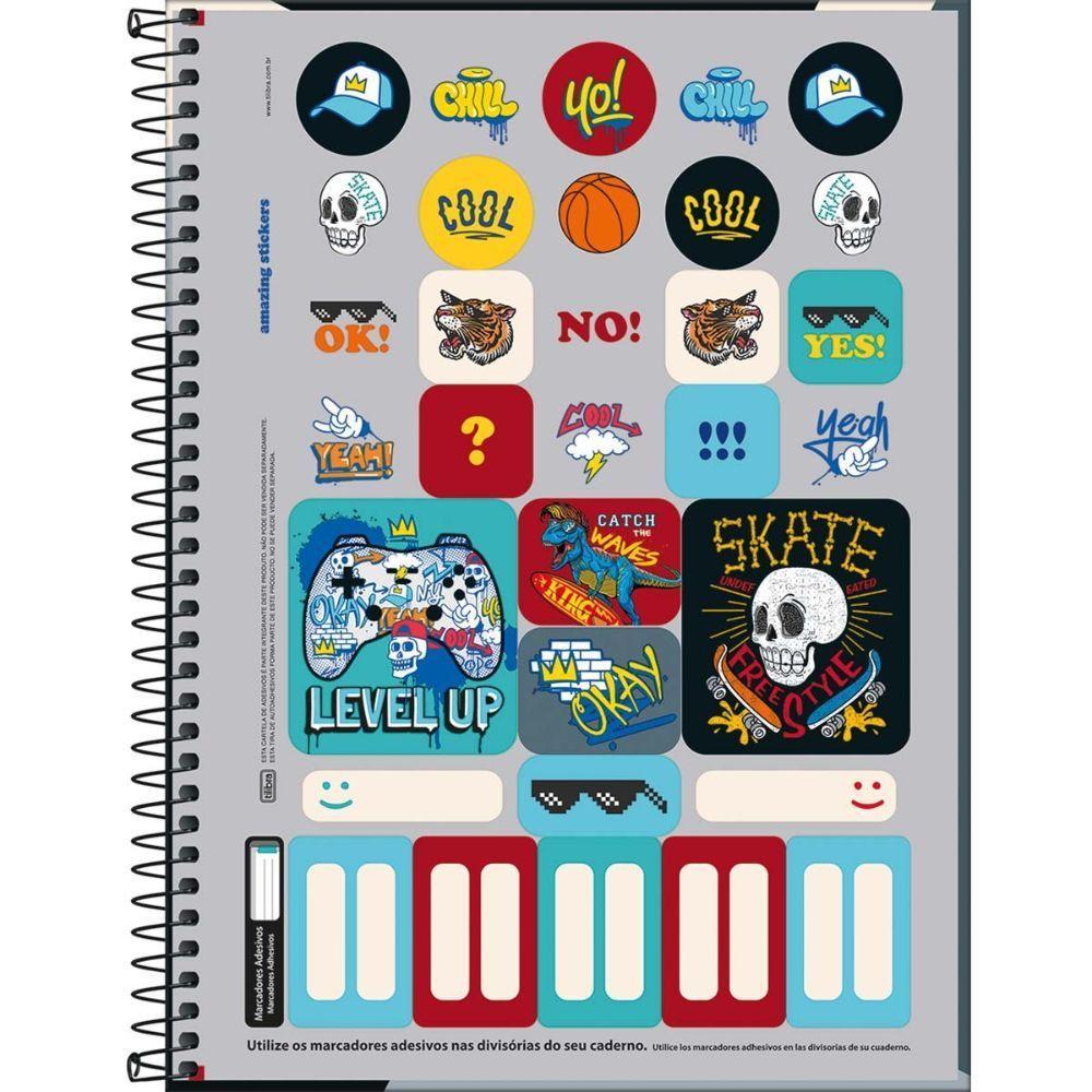 Caderno Espiral Capa Dura Universitário Show Masculino 256 Folhas 16 Matérias Tilibra Estampa 8 - 3