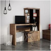 Estante Escrivaninha 1 Porta 2 Gavetas Me4143 Nogal/preto - 5