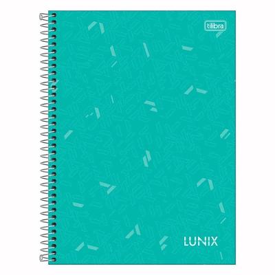 Caderno Espiral Universitário Capa Dura A4 10 Matérias 160 Folhas Lunix Tilibra Verde Agua