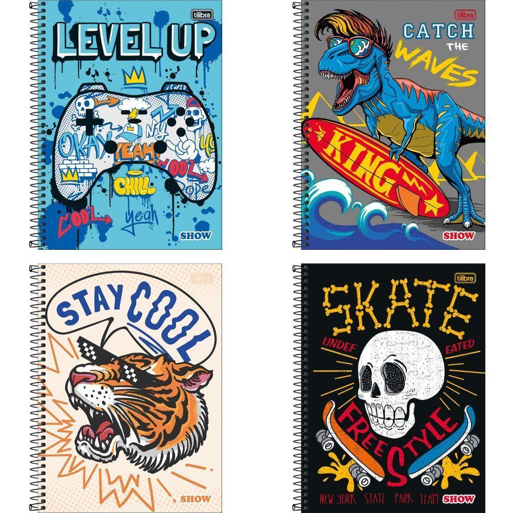 Caderno Espiral Capa Dura Universitário Show Masculino 160f 10 Matérias Tilibra Estampa 8 - 2