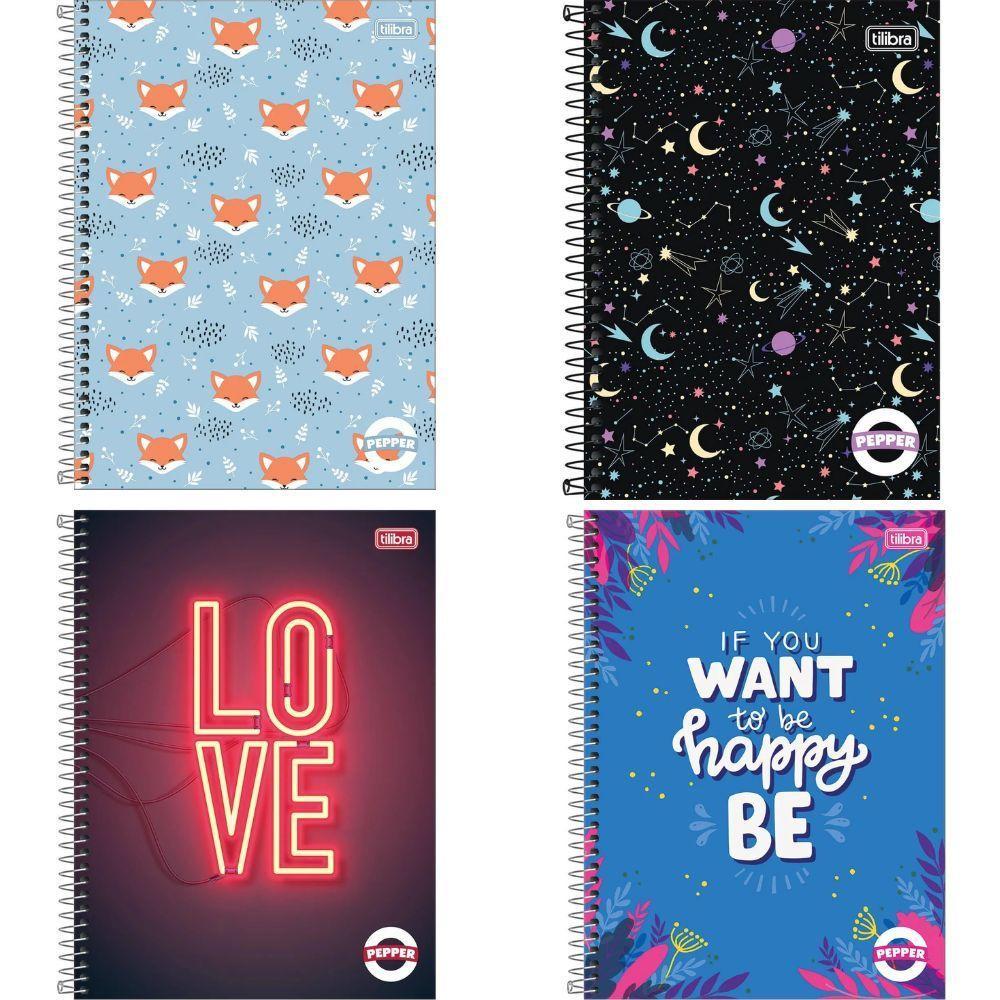 Caderno Espiral Capa Dura Universitário Pepper Feminino 160 Folhas 10 Matérias Tilibra Estampa 11 - 2
