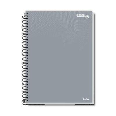 Caderno Espiral Pequeno 1/4 200 Folhas Essenciale Credeal Cinza